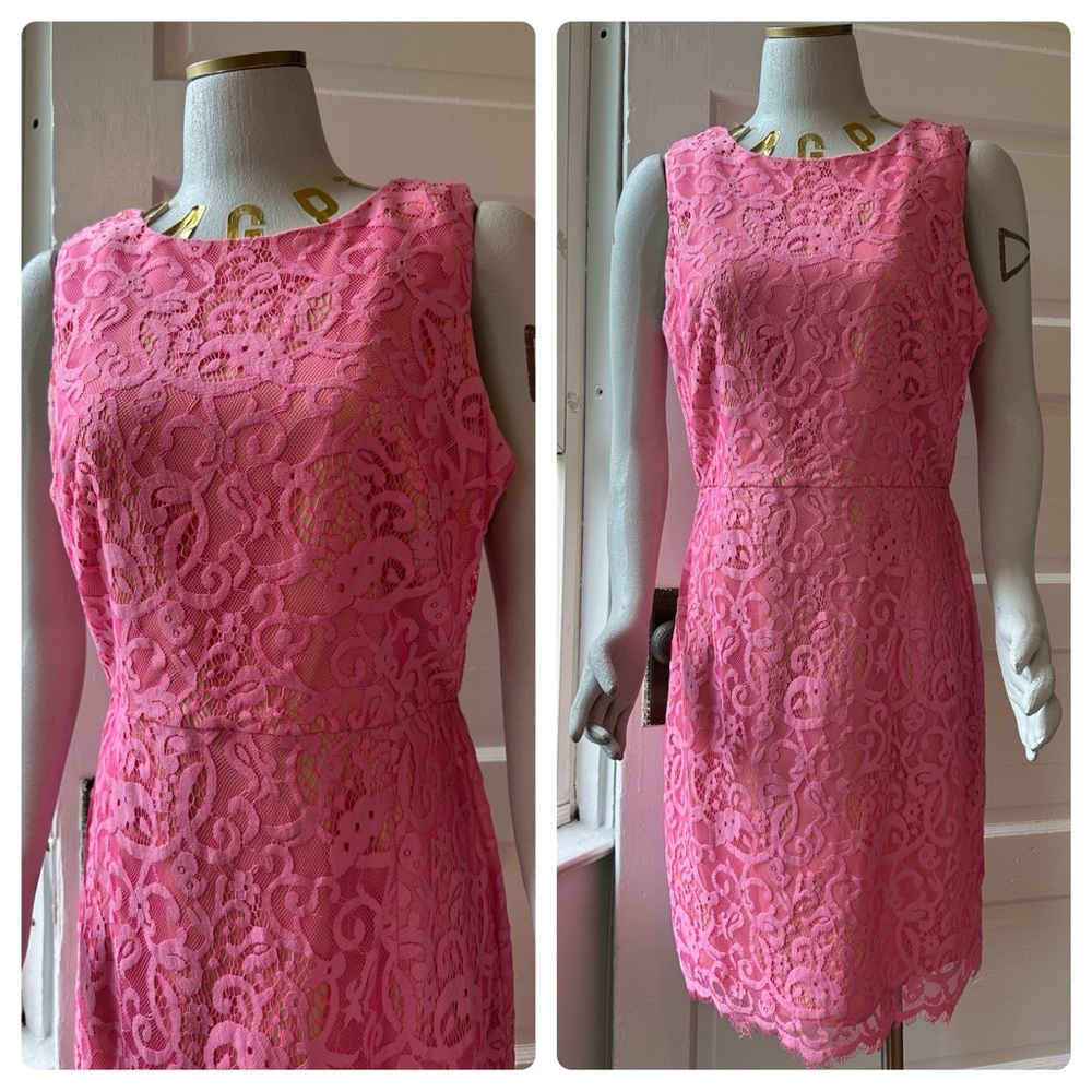 DONNA MORGAN Pink Lace Sleeveless Sheath Dress, Size 10